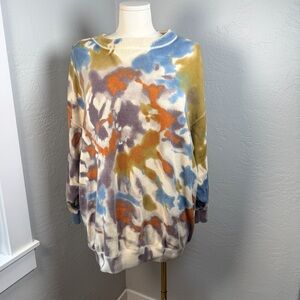 Natural Life Multicolor Tie Dye Cotton Sweater Oversized Boho Pullover Size L|XL